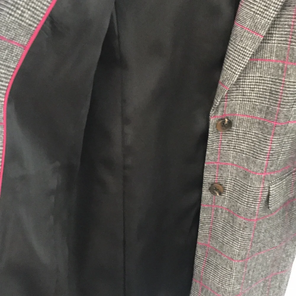 J Crew Glen Plaid Topcoat Wool Black Ivory Plum Size 4 - Picture 11 of 16